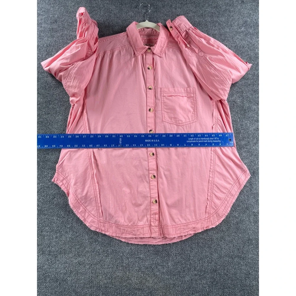 Free People We The Free Strawberry Cream Pink Oversized Button Down Shirt XS NEW